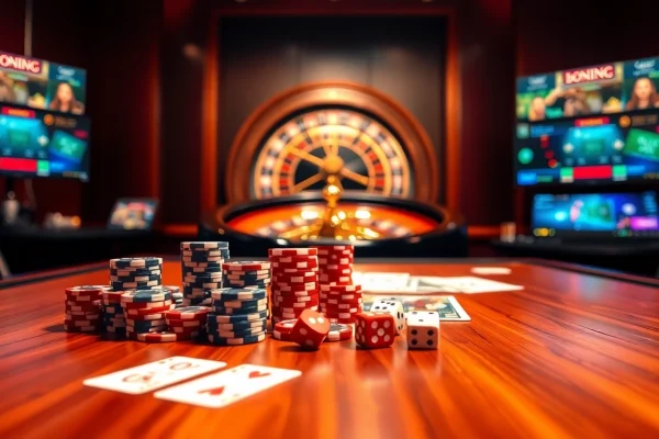 Engage in luxury gambling at dom88.us.com with vibrant poker and roulette visuals.