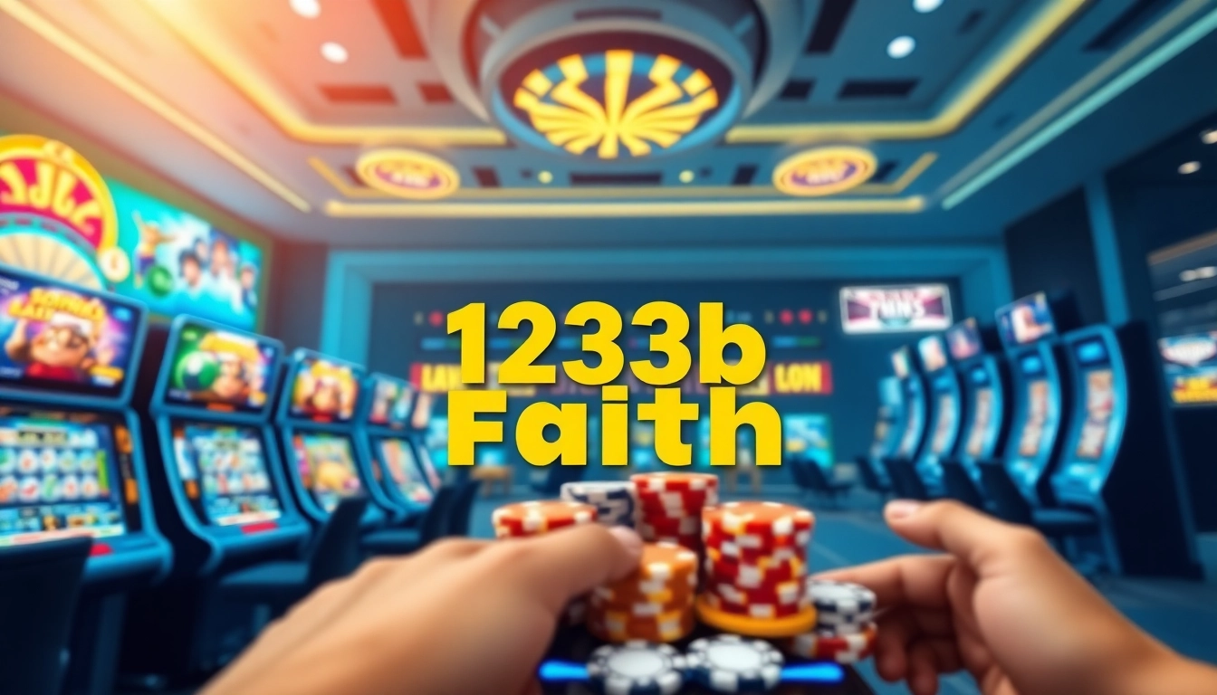 Online casino gaming scene highlighting 123b.faith's exciting games and trustworthiness.