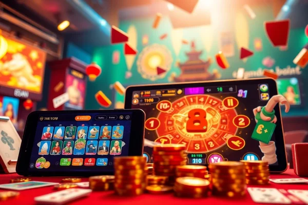 Exciting online gaming scene showcasing popular card games from gamebaidoithuong.com.vc with vibrant graphics and rewards.