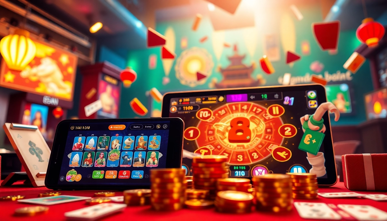 Exciting online gaming scene showcasing popular card games from gamebaidoithuong.com.vc with vibrant graphics and rewards.