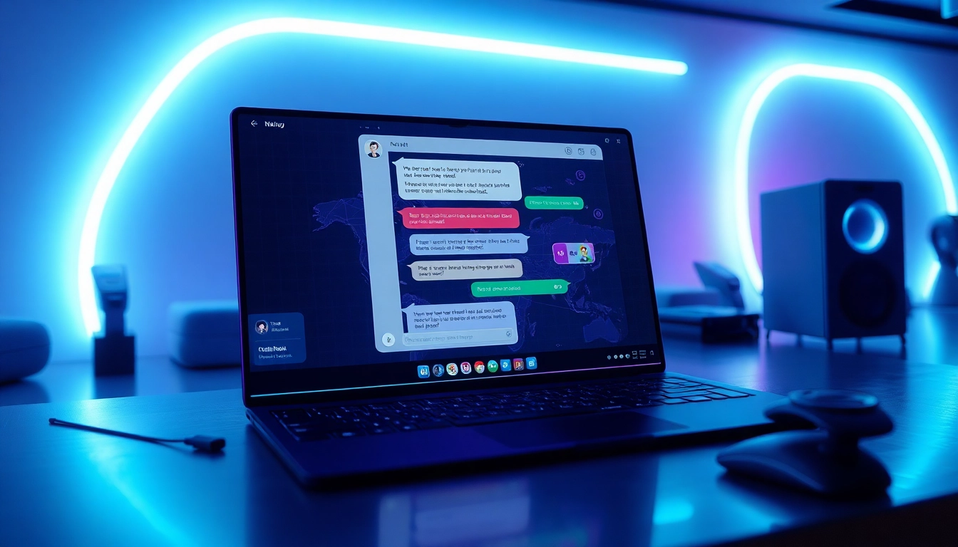 Engaging NSFW chat bot interface with futuristic technology in a relaxed setting