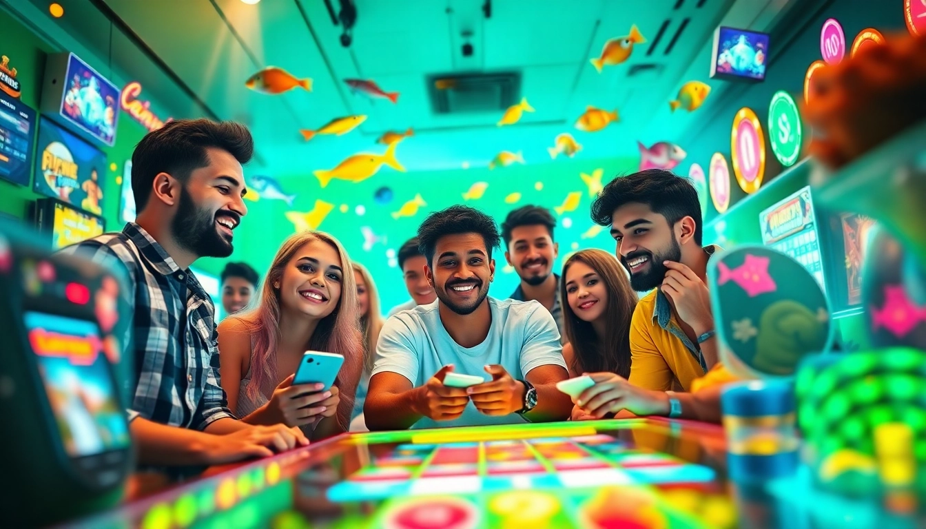 Experience the excitement of 888b.rodeo's gaming platform with friends enjoying fishing and casino games.