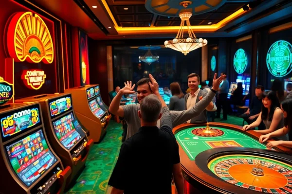 Experience high-stakes gaming at loto188.gb.net with vibrant slot machines and luxurious casino tables.